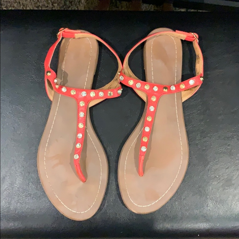 EUC Halogen sandals 9.5 orange rhinestone